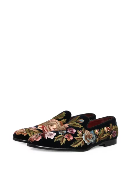 Βελούδινα φλοράλ σκαρπινια Dolce & Gabbana μαύρο