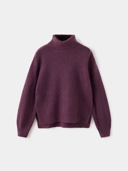 Sweter dzianinowy z golfem kasztanowy Dzieci lata MANGO KIDS