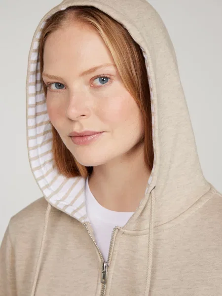 Penzance — bluza z kapturem i zamkiem błyskawicznym Beige beżowa