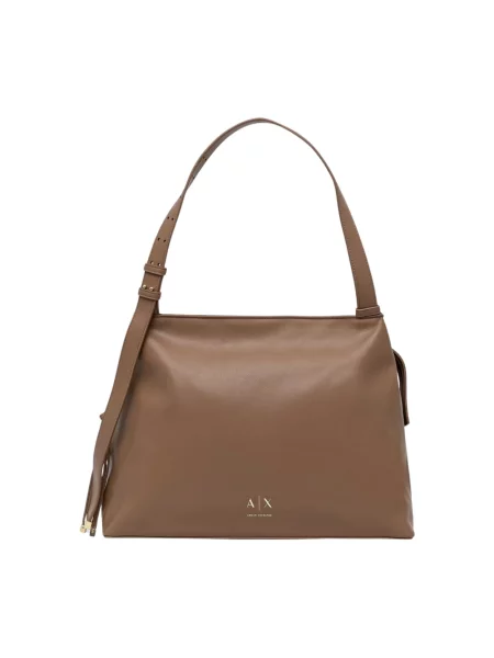 Armani Exchange torebka tote z imitacji skóry brązowa