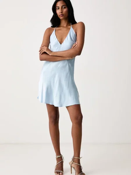 Bardot rochie din vâscoză ELLIOT albastru