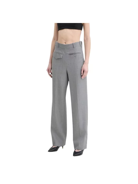 Victoria Beckham spodnie wełniane fason chinos high waist szary