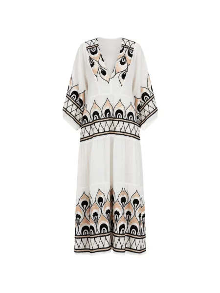 Rochie midi Greek Archaic Kori cu pene alb