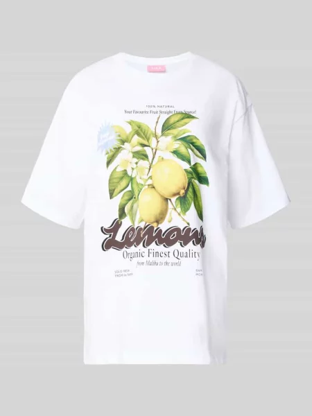 T-shirt o kroju loose fit z nadrukiem z motywem model MILLOW' Jjxx biała