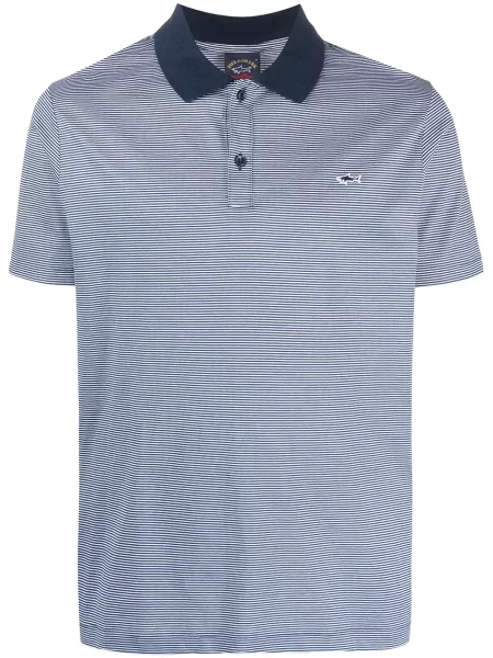 Tricou polo Paul & Shark cu dungi cu imagine albastru