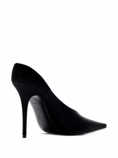 Papuci tip mules Amina Muaddi din satin negru