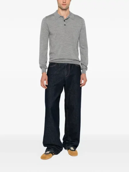 Lung tricou polo Lanvin gri
