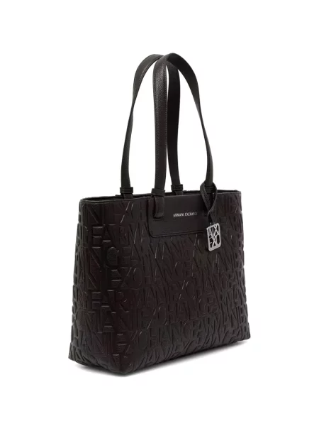 Geantă shopper Armani Exchange cu autograf maro