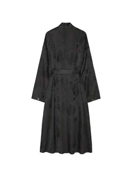 Cu centură palton Shanghai Tang din jacard negru