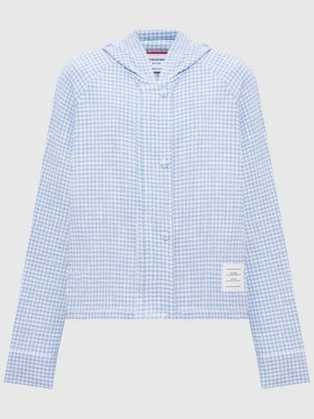 Твідова куртка в клітинку Thom Browne блакитна