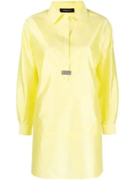 Satynowa długa mała sukienka koszulowa Fabiana Filippi żółta