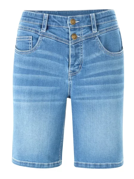 Bermudy jeansowe slim fit mid waist niebieskie