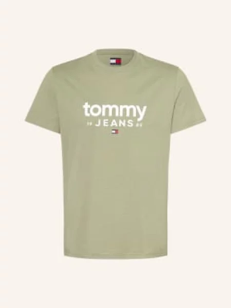 Tommy Jeans Tričko olivová bílá
