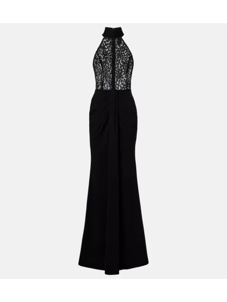 Rochie Rebecca Vallance din dantelă drapată cu gât halter negru