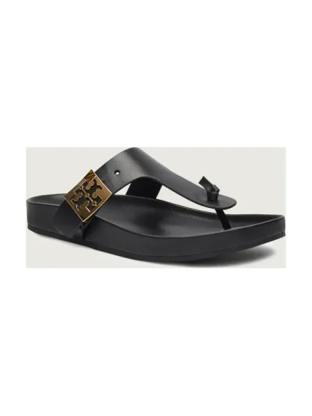 Bőr papucs Tory Burch fekete