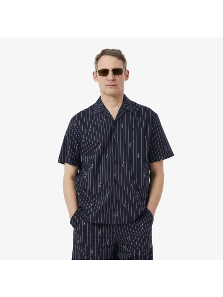 Lacoste Organiczna Koszula Z Krótkim Rękawem Relaxed Fit czarna