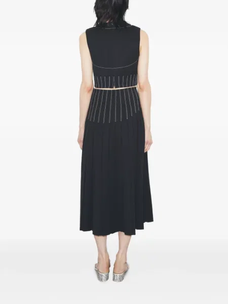 Fusta plisata Tory Burch de lână plisată negru