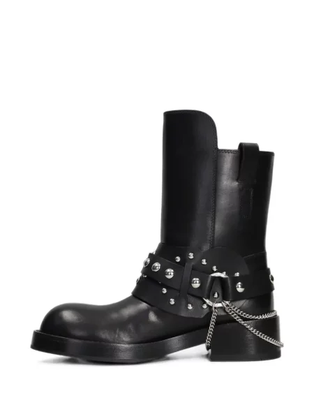 Scurt botine Ann Demeulemeester din piele cu tepi negru