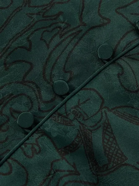Maksi sukienka maxi Shanghai Tang żakardowa garniturowa zielona