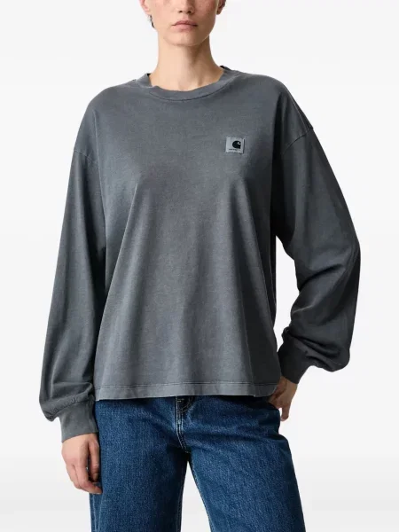 Lung tricou Carhartt Wip cu autograf gri