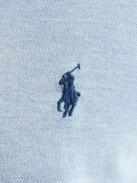 Кожена карирана поло тениска Polo Ralph Lauren бродирана бяло
