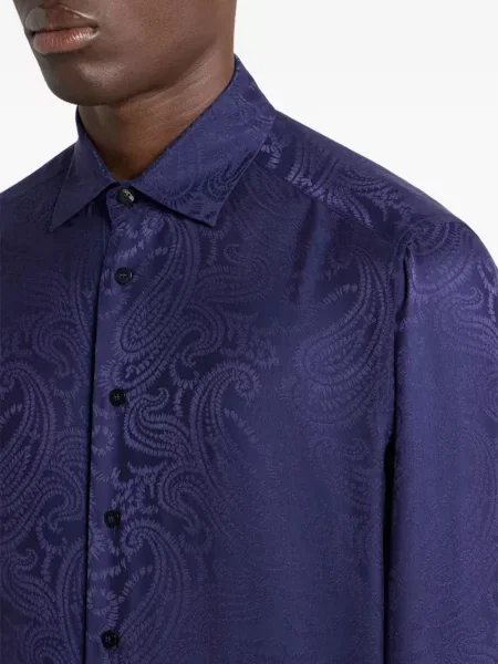 Cămașă Etro cu model paisley din jacard albastru