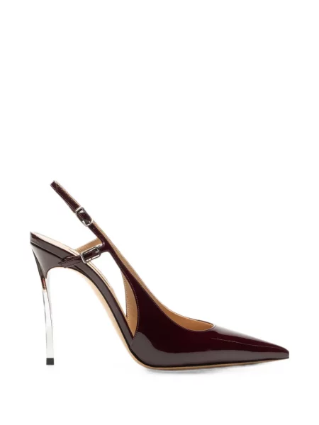 Pantofi cu toc Casadei din piele de lac slingback roșu