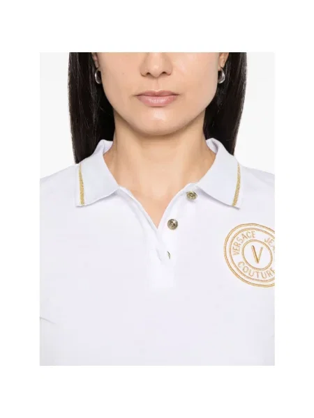 Koszulka polo Versace Jeans Couture z krótkim rękawem biała