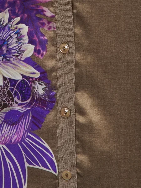 Cardigan Max Mara de mătase cu model floral cu imagine maro