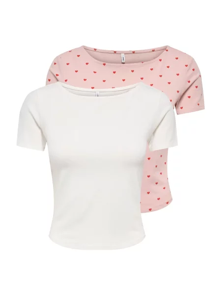 ONLY Tricou ONLSUSAN roz / roşu închis / murdar alb