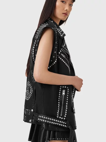 Шкіряна куртка Allsaints чорна