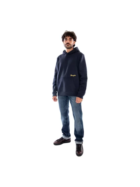 Haftowana bluza z kapturem Wrangler z kapturem niebieska
