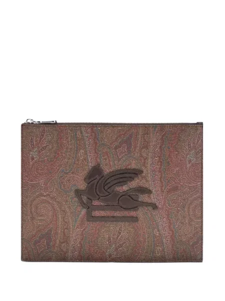 Geantă Etro cu model paisley maro