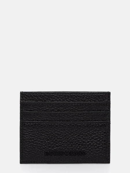 Pouzdro na karty a kožený Emporio Armani černý