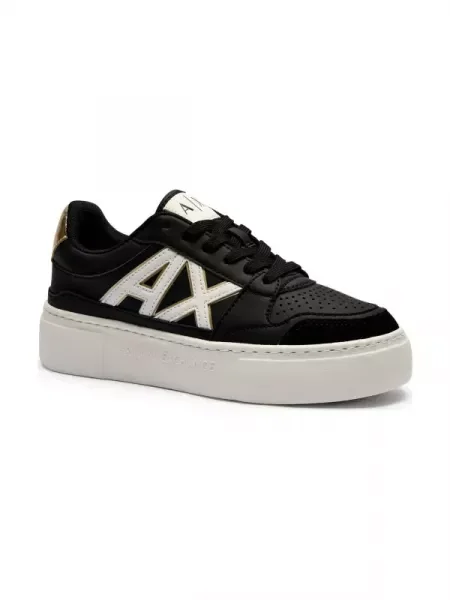 Armani Exchange Sneakers cu adaos de piele negru