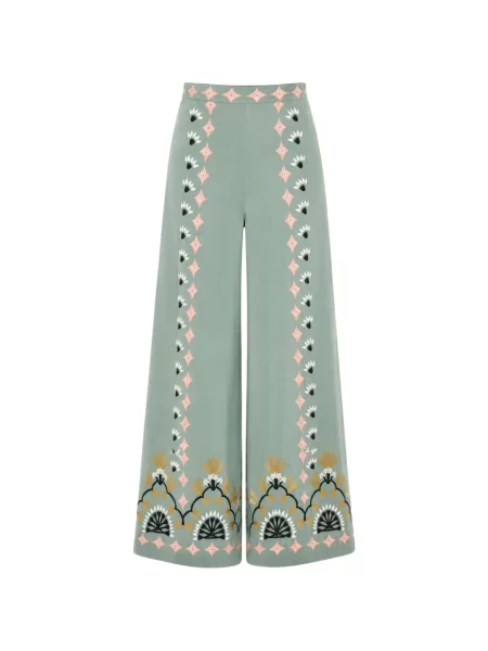 Pantaloni Temperley London cu broderie verde