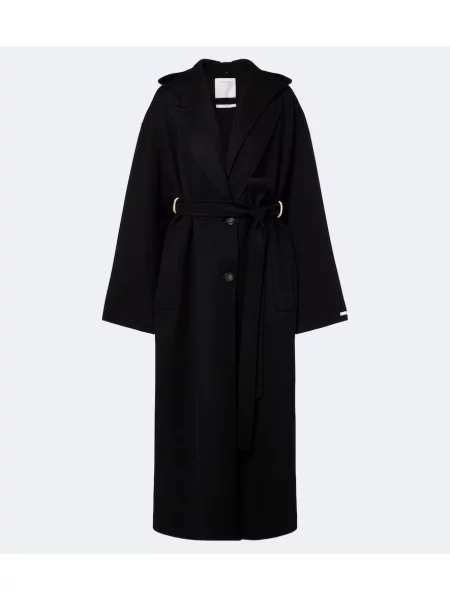 Palton Sportmax de lână cu glugă negru