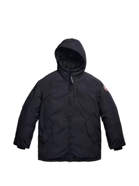 Πουπουλένιο μπουφάν Canada Goose με κουκούλα μπλε