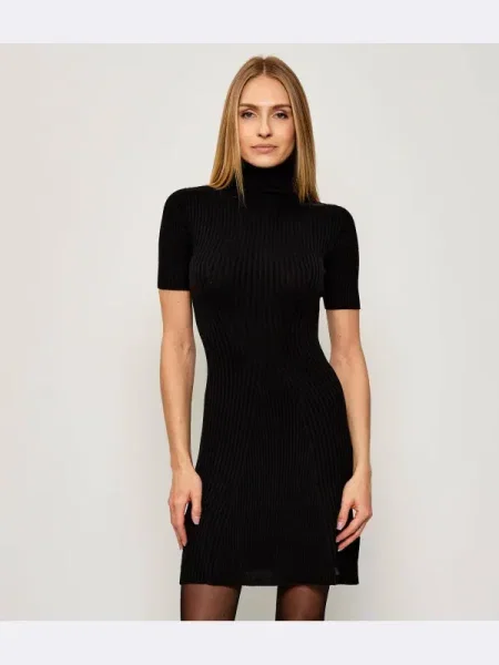 GUESS Rochie JULIA | cu adaos de mătase și cașmir negru