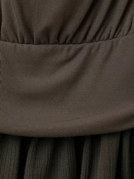 Drapowana sukienka z falbaną u dołu Kobieta XL MANGO brązowy