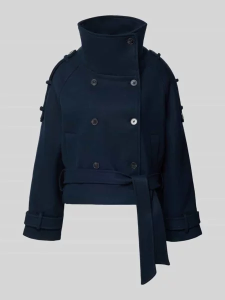 Kurtka o kroju regular fit z wiązanym paskiem Gina Tricot granatowa
