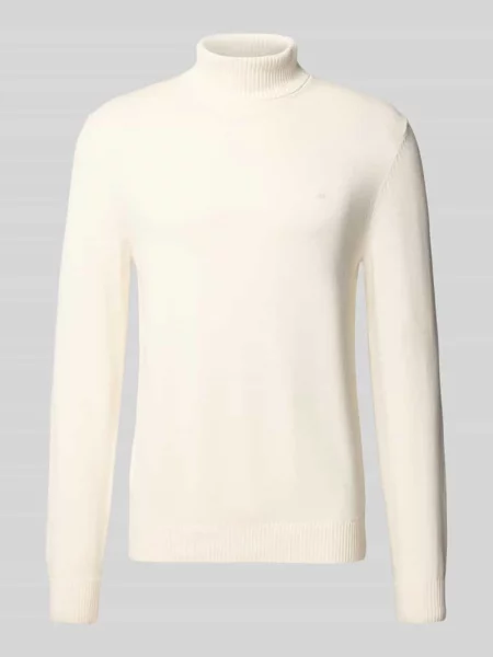 Sweter o kroju slim fit z dodatkiem wełny z efektem dzianiny Christian Berg Men biały