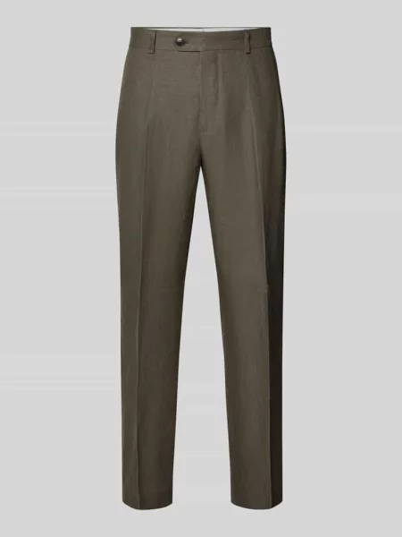 Spodnie garniturowe o kroju regular fit z czystego lnu model BAIRD' Selected Homme