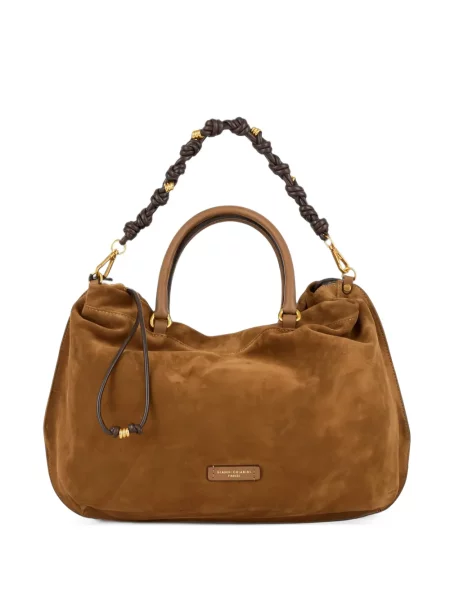 Semišová shopper kabelka Gianni Chiarini na ramínka hnědá