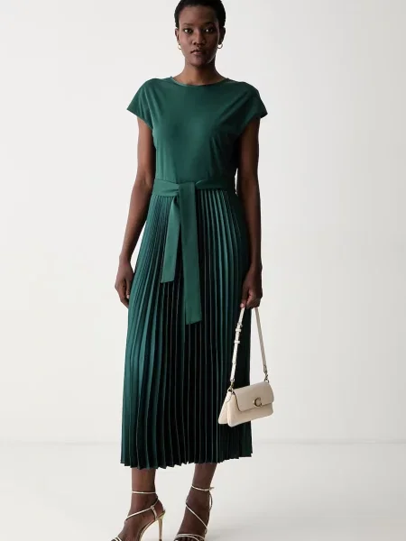 Weekend Max Mara rochie evazată cu lyocell WKDGELA verde