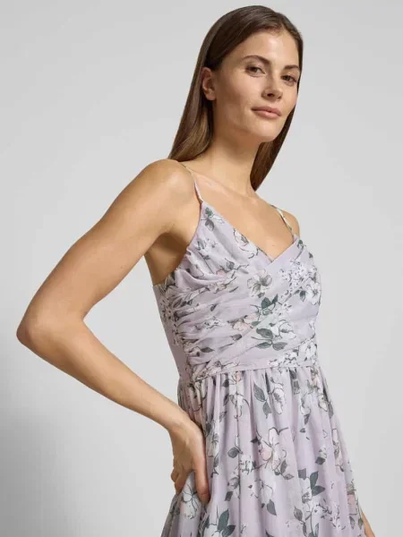 Sukienka wieczorowa z kwiatowym nadrukiem allover model Kate GMK for Bridgerton Guido Maria Kretschmer Woman
