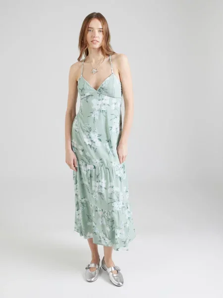 HOLLISTER Poletna obleka svetlo modra / smaragd / pastelno zelena bela