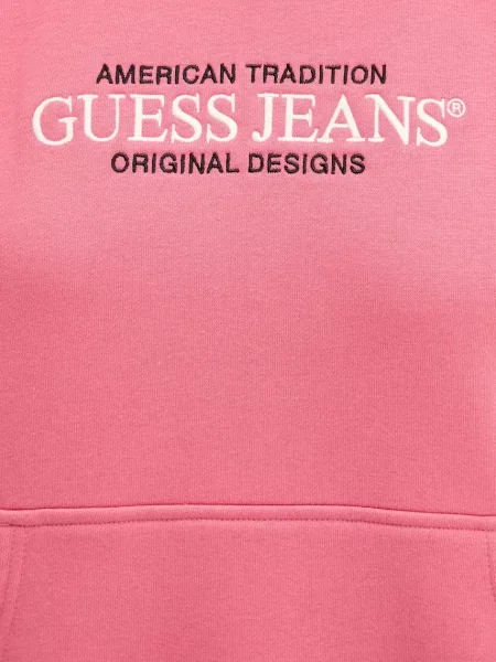 Кофта Guess Jeans з капюшоном з аплікацією білий