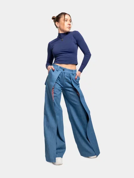 Широкі джинси Авіація Галичини бавовна/поліестер блакитний