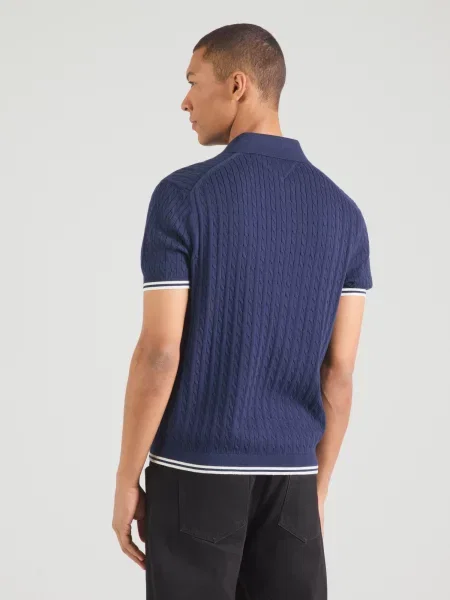 TOMMY HILFIGER Pulover albastru marin alb